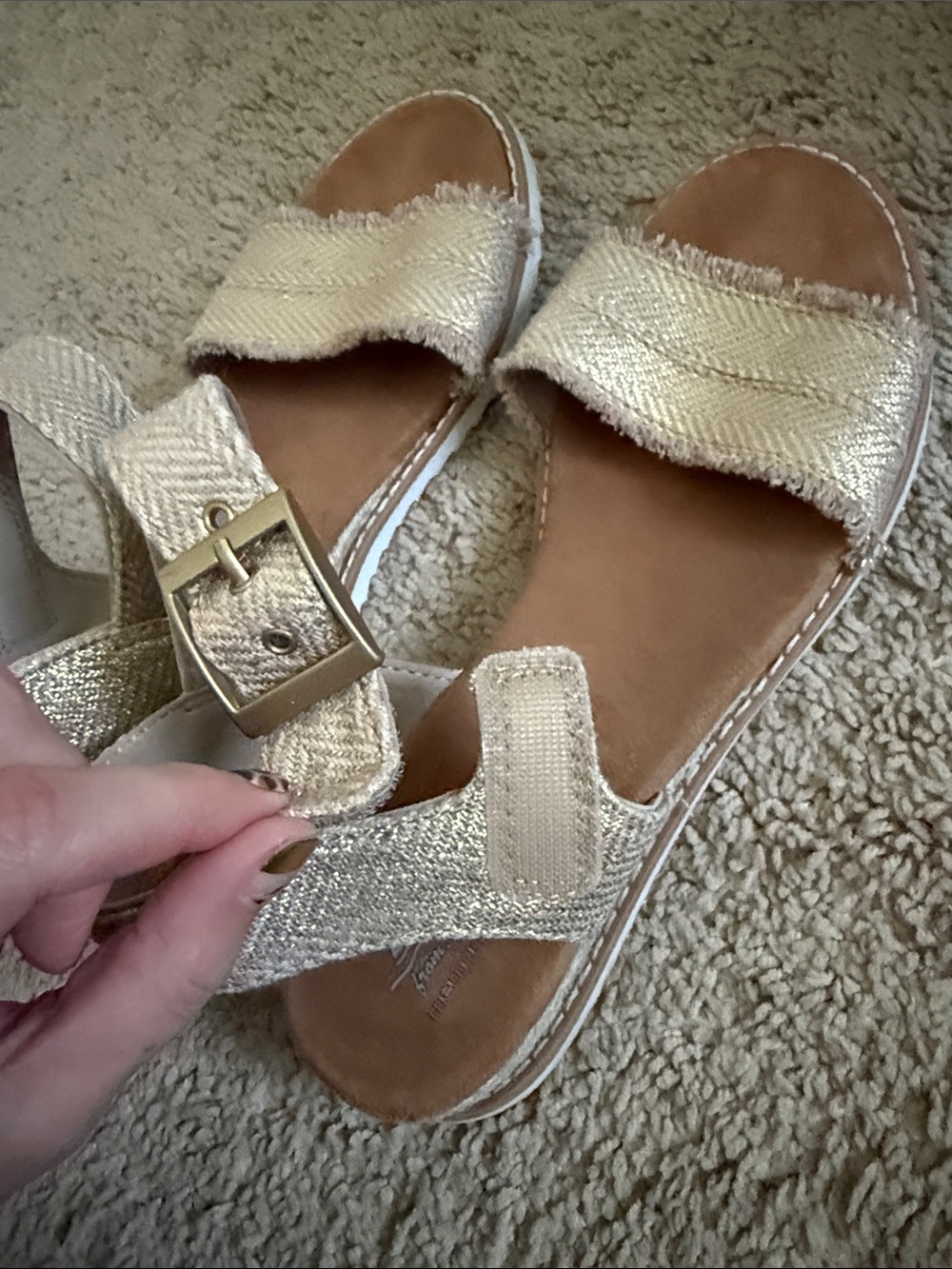 Champagne color Bobs by Skechers WOMENS DESERT KISS sandal size 8 - Picture 4 of 8